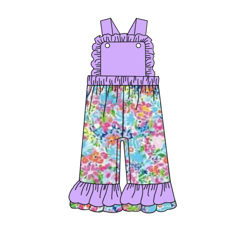 baby girls lavender floral summer jumpsuit