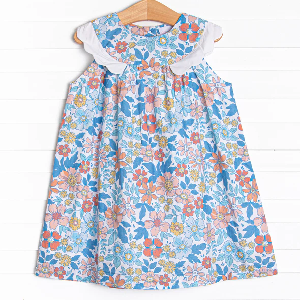Baby girl summer blue floral dress