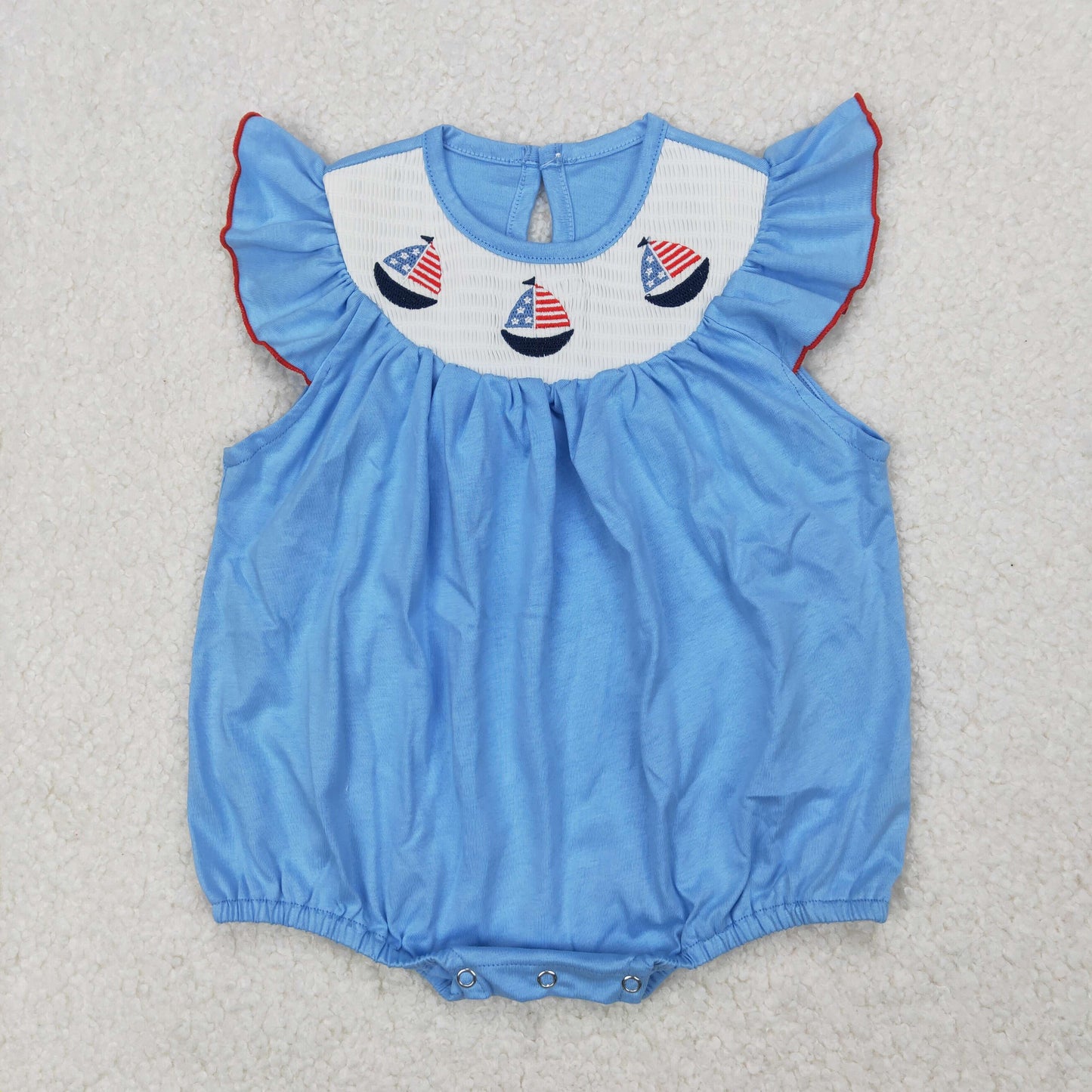 Toddle baby girl American flag sailboat smocked clothes