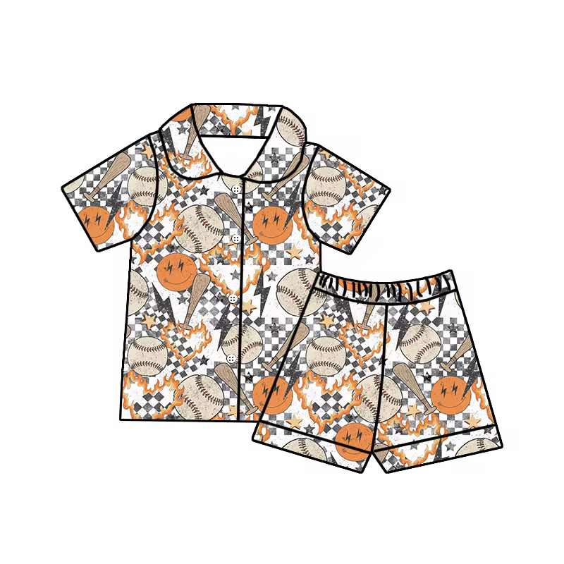 baseball game day sports clothes wholesale short sleeve pajama set