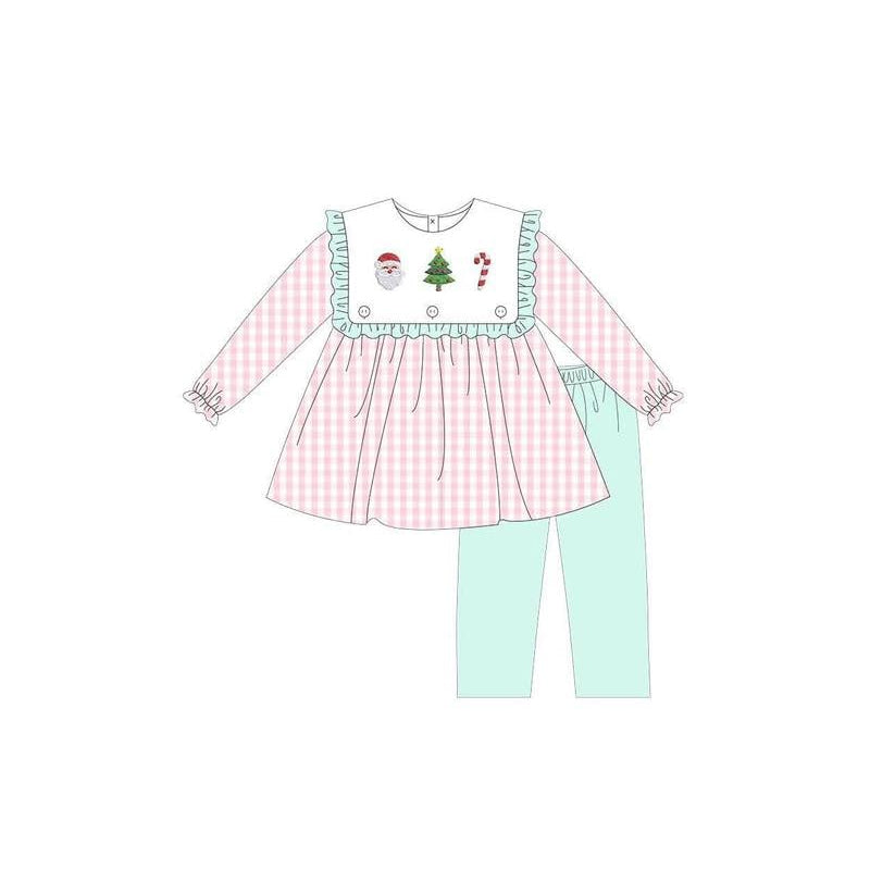 Toddle baby girl Christmas santa tree candy cane long sleeve outfit
