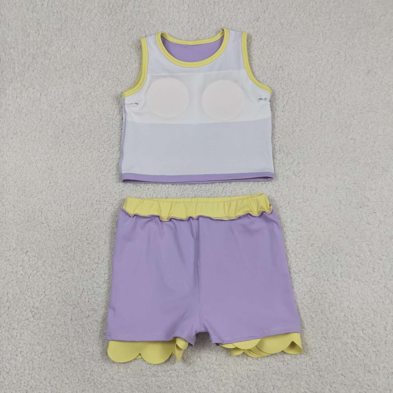 Lavender yoga top matching skorts girls summer outfit