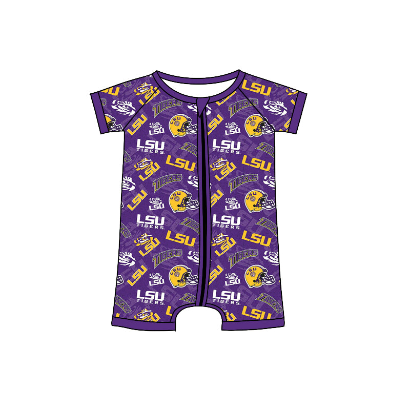 baby boy team short sleeve zip romper