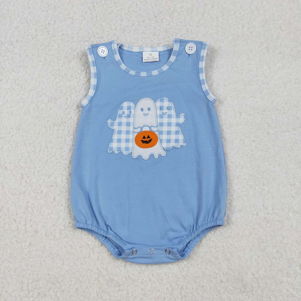Toddle boy Halloween embroidery ghost pumpkins romper