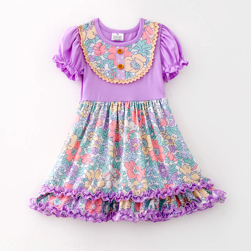 baby girl lavender floral dress wholesale kids clothes
