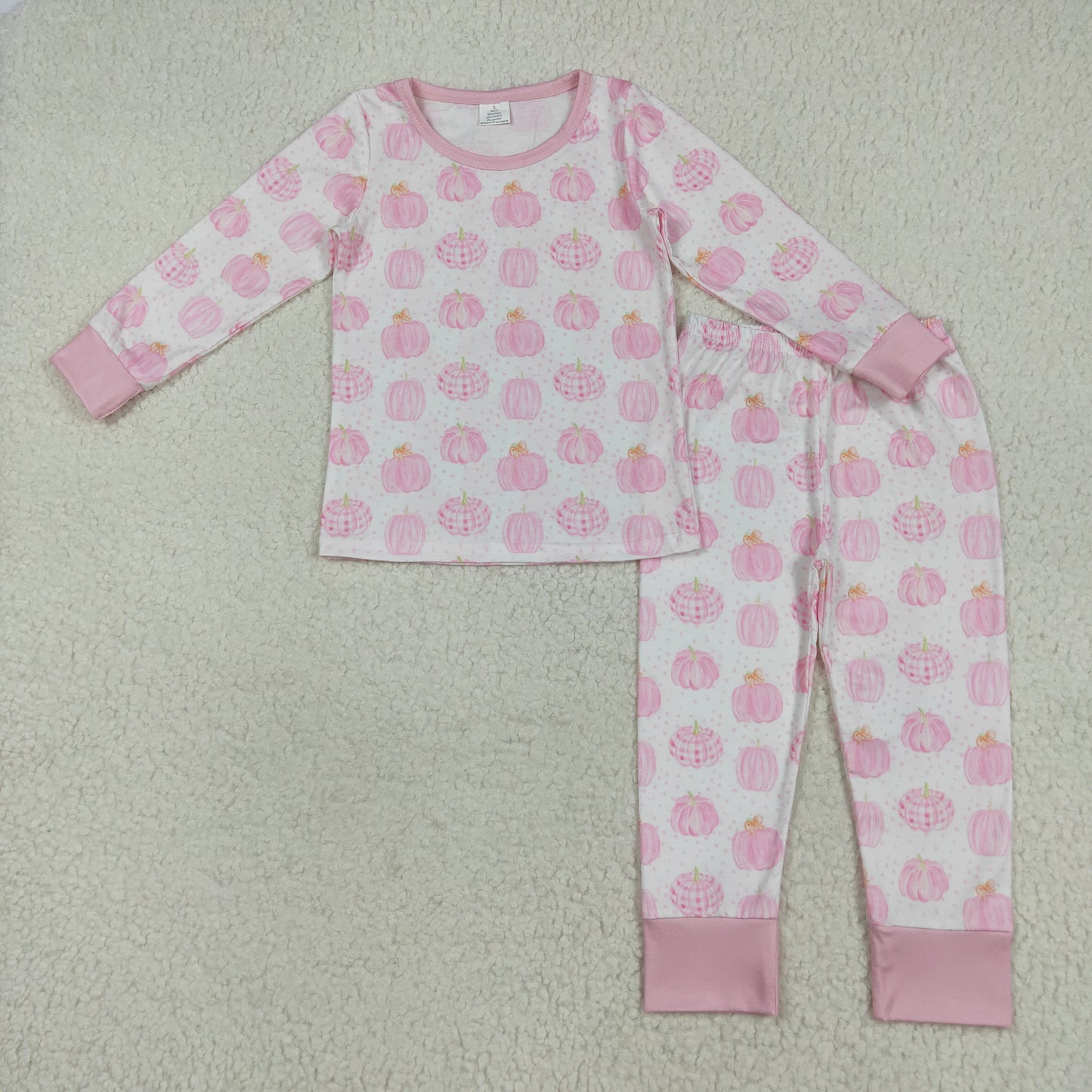 wholesale girls pink pumpkin fall season pajama set