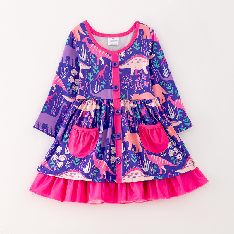 Wholesale Kids Girls Dinosaur Dress