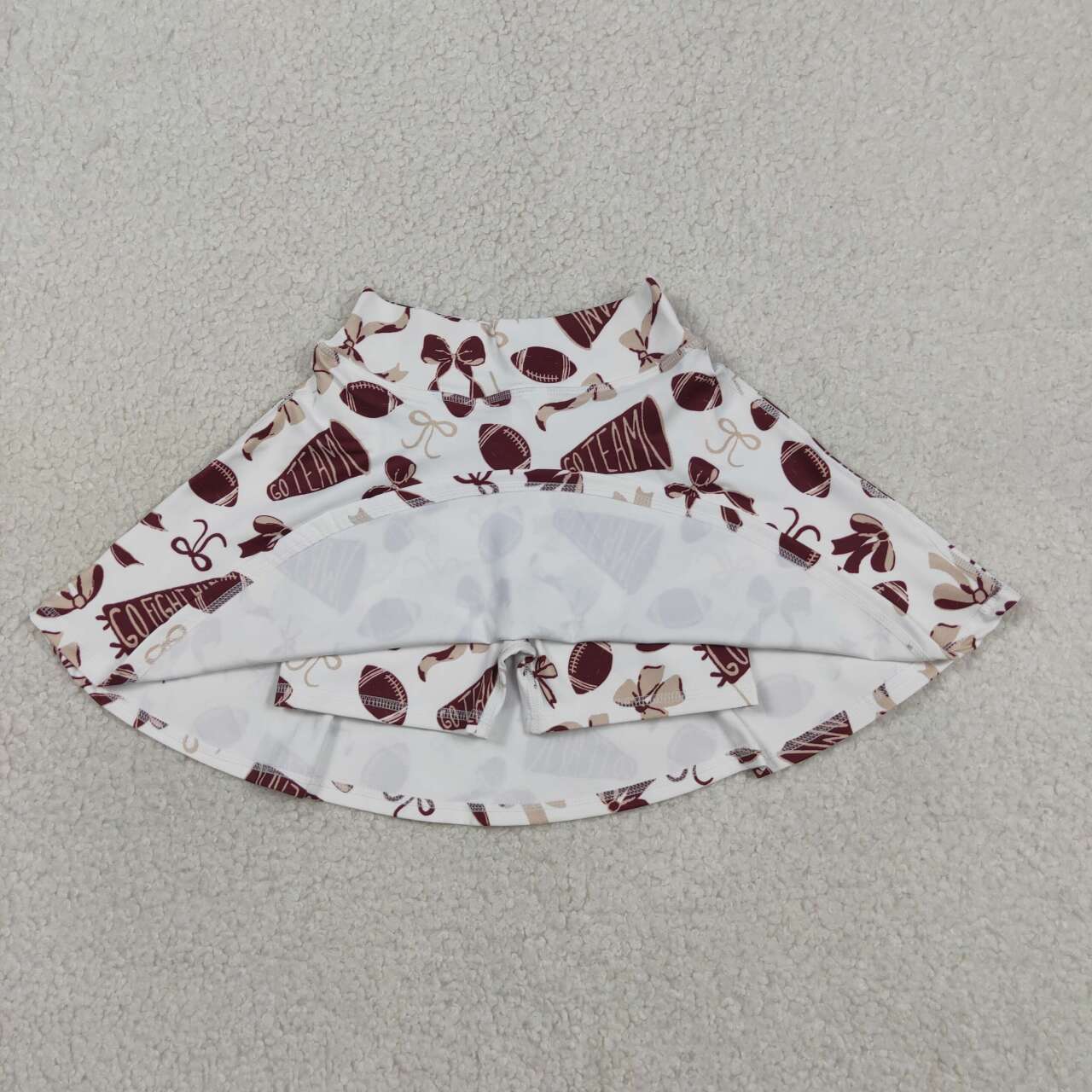 Wine red football cheer design girls yoga skort