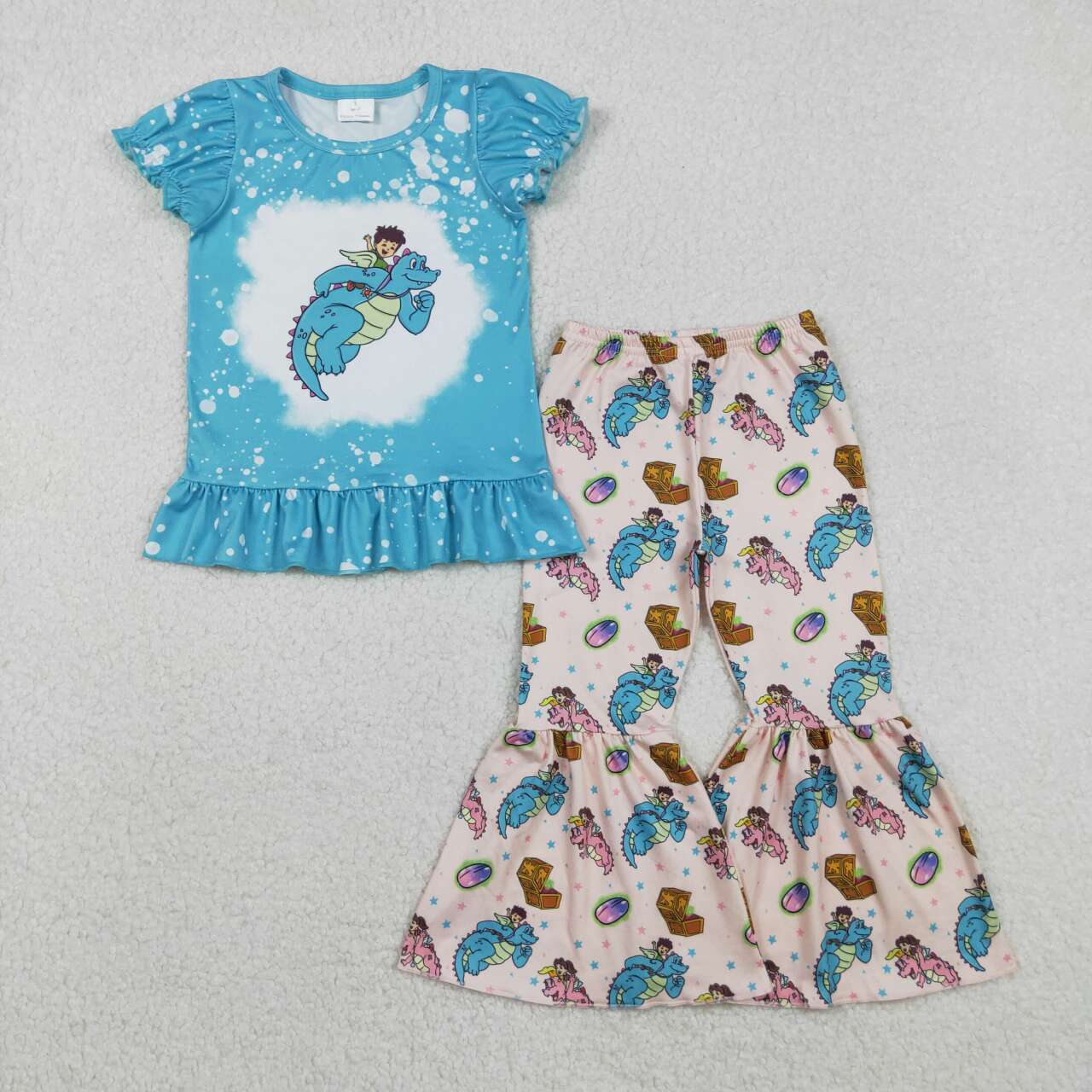 Girls cartoon top matching pants outfit