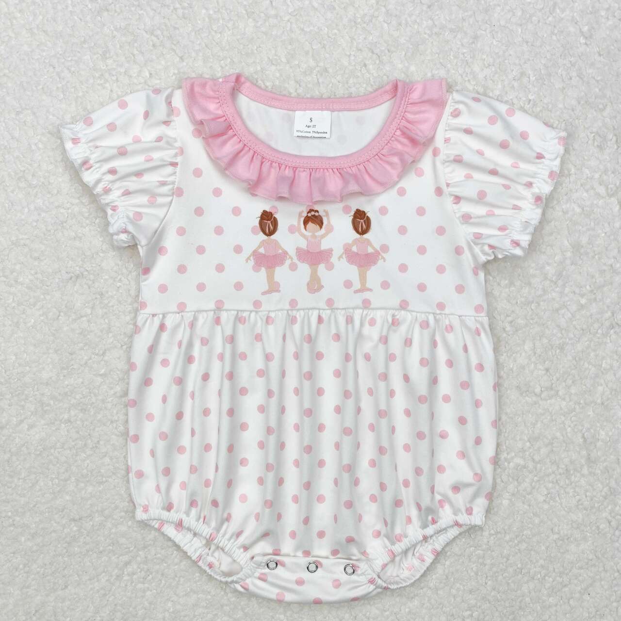 Toddle baby pink dots dance girl romper