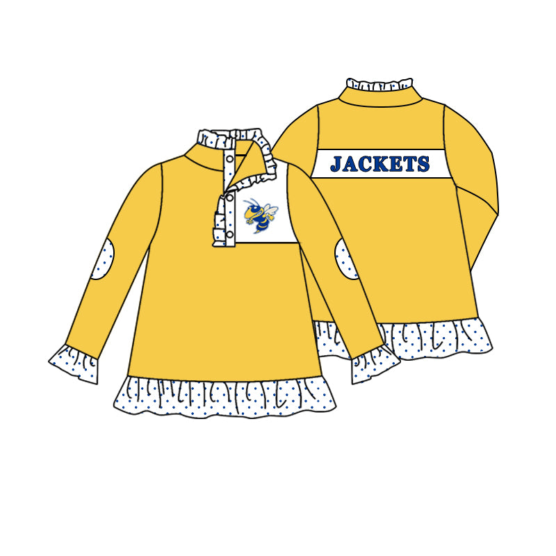 baby girl long sleeve college team yellow pullover