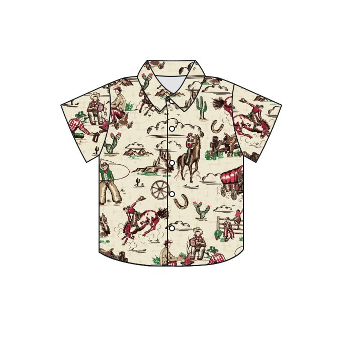 western cowboy short sleeve button shirt