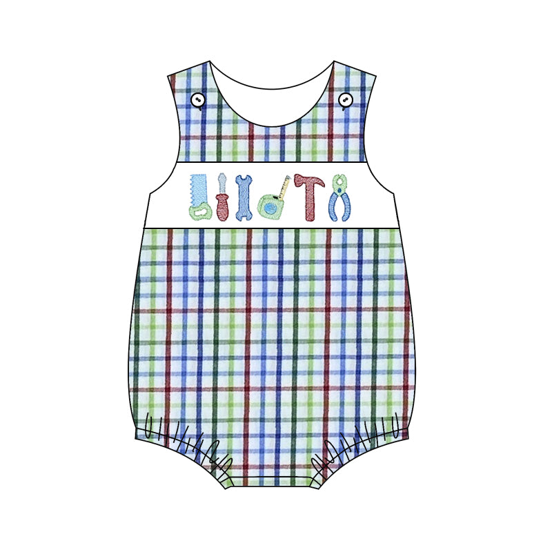 baby toddle boy tool print sleeveless romper