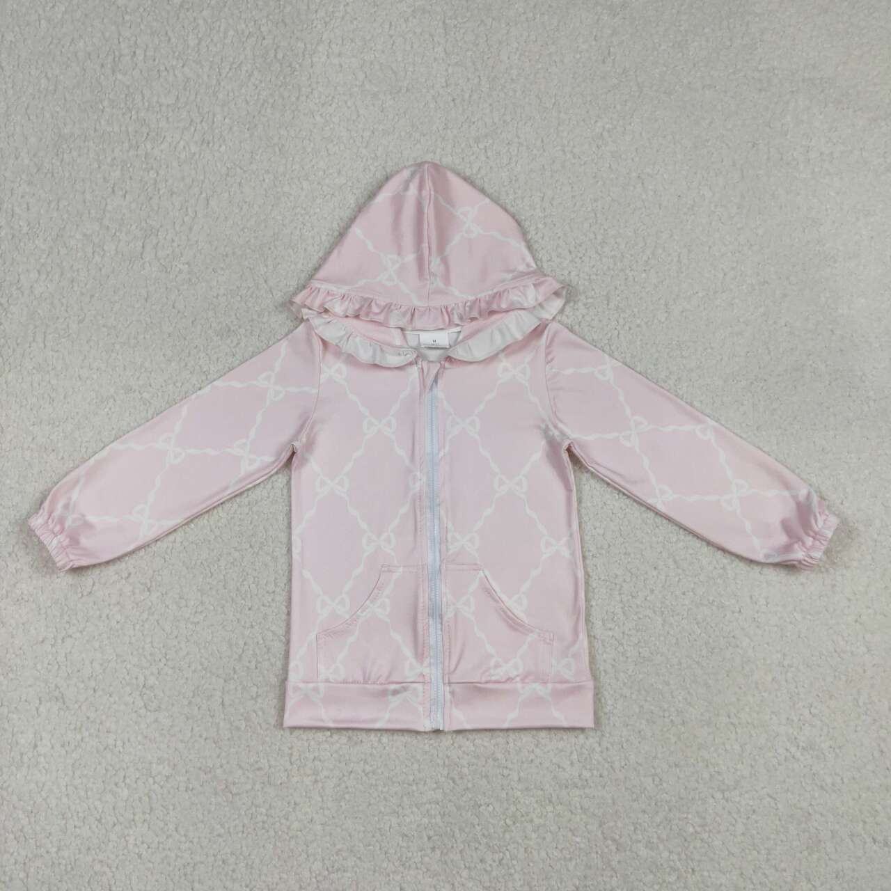 Pink bow girls long sleeve hoodie top