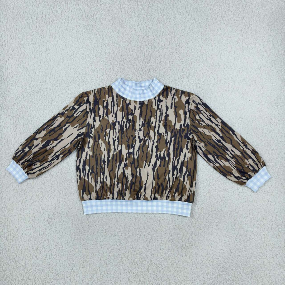 Camo print boys long sleeve pullover top