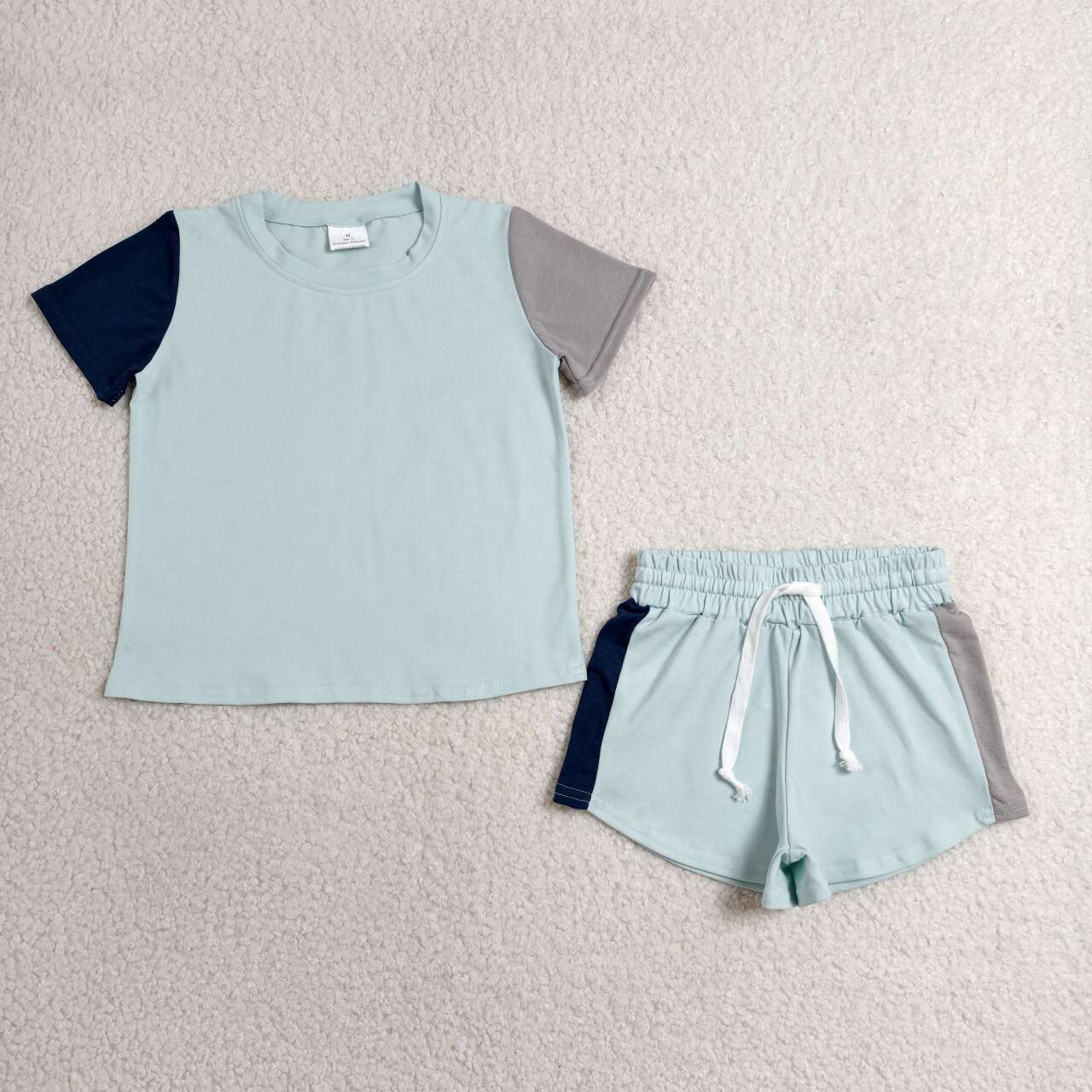 Sky blue top matching shorts toddle baby boy outfit