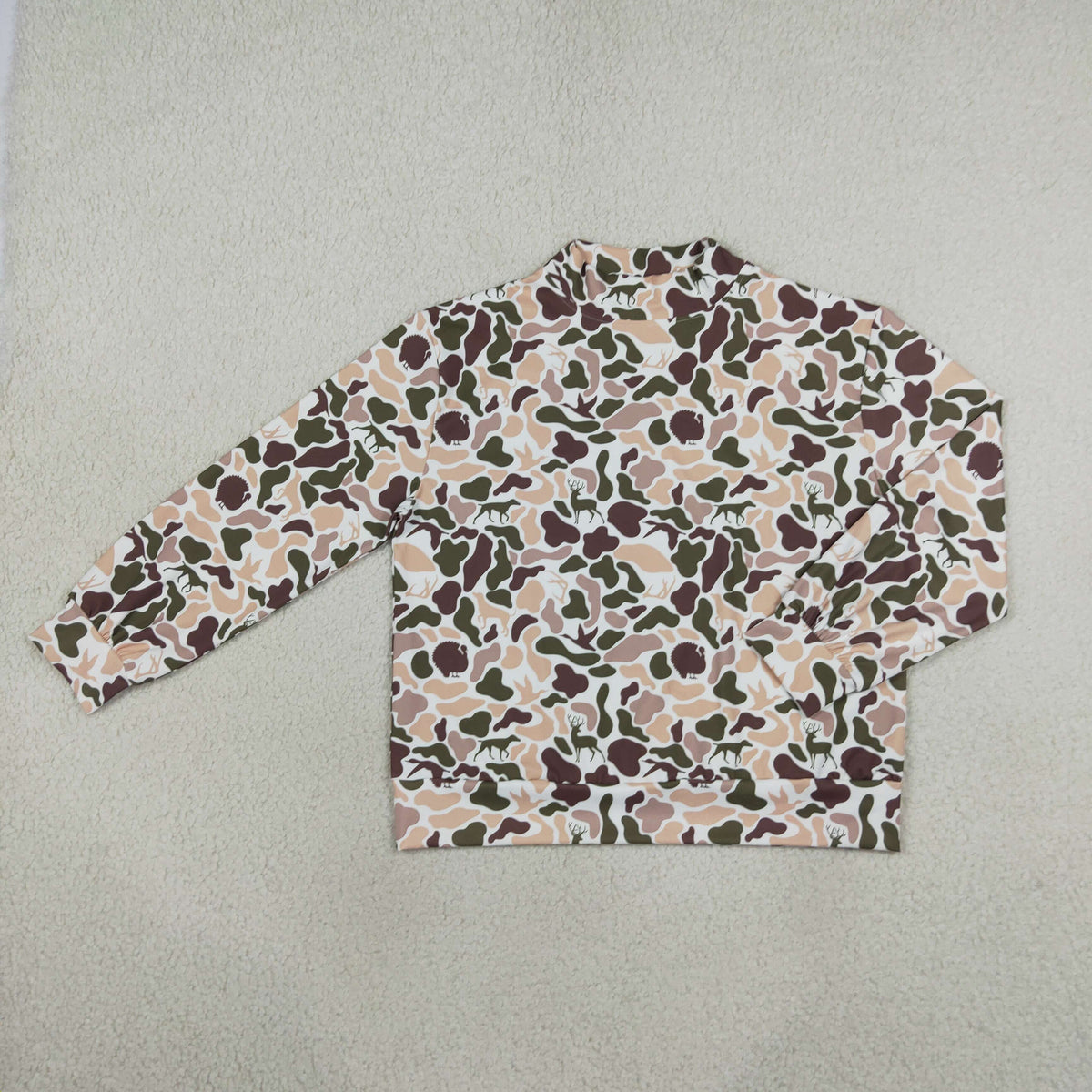 Adult women deer duck camo long sleeve yoga pullover top