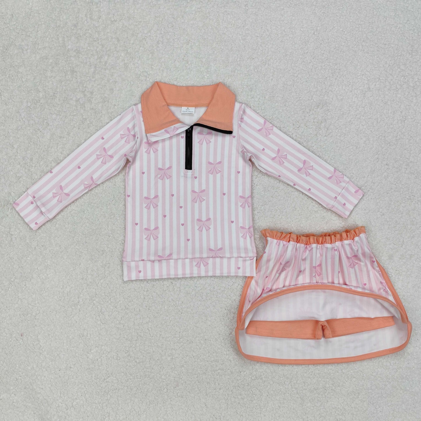 Baby girl pink bow summer outfit