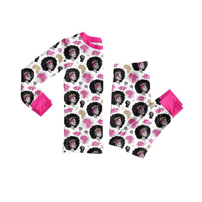 Black history kids long sleeve pajama set wholesal factory price