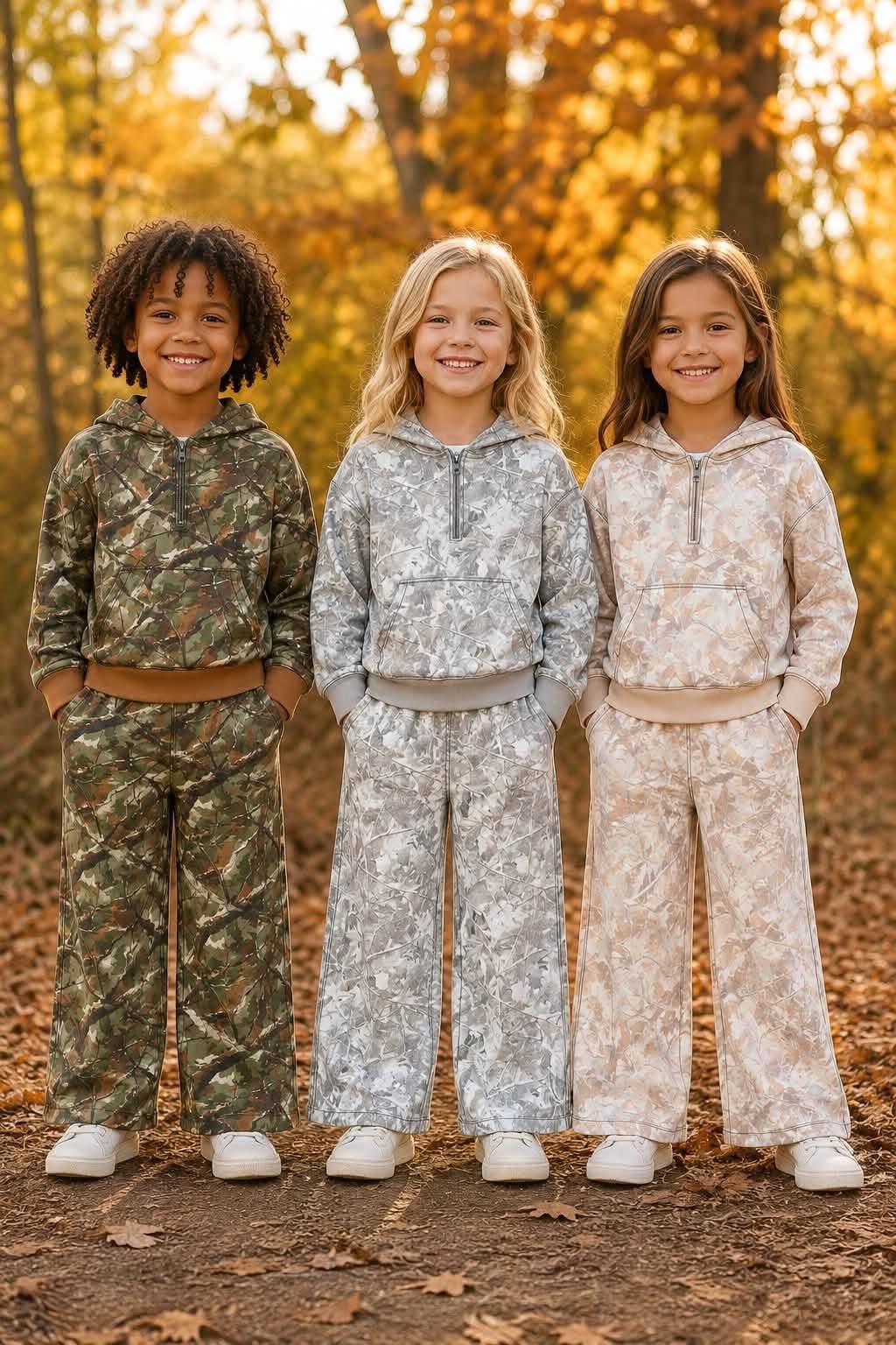 Baby girls custom leaves design hoodie set