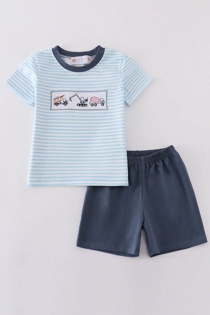 Construction design kids summer outfit