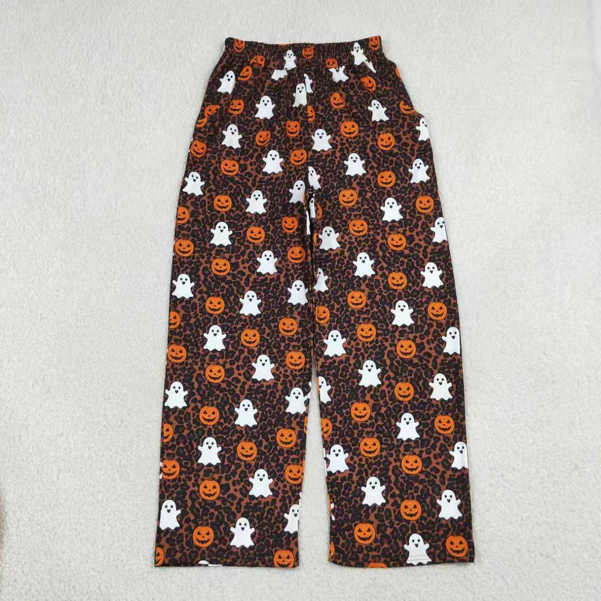 Halloween pumpkin print girls milk silk pants