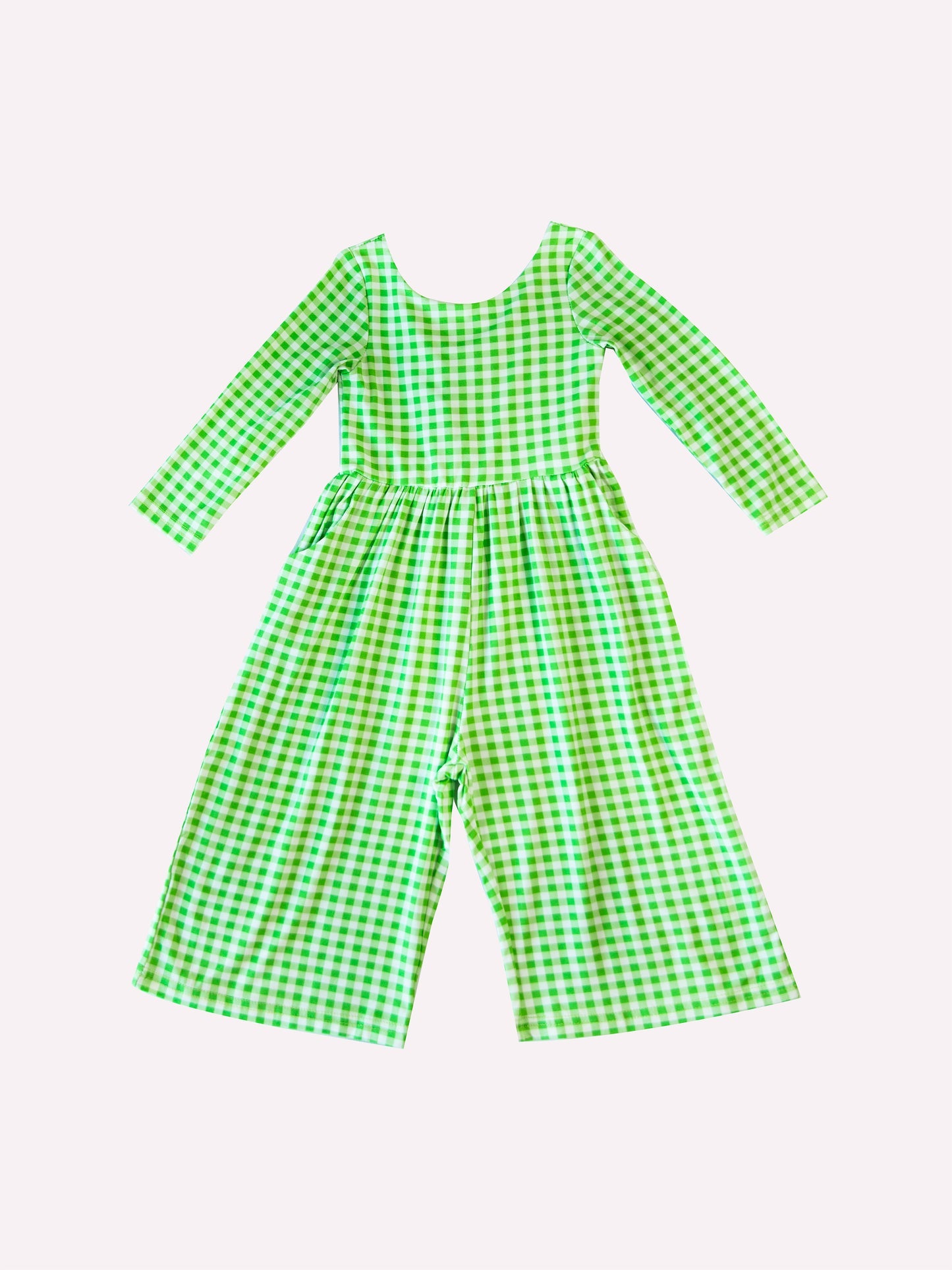 baby girls green plaid summer jumpsuit