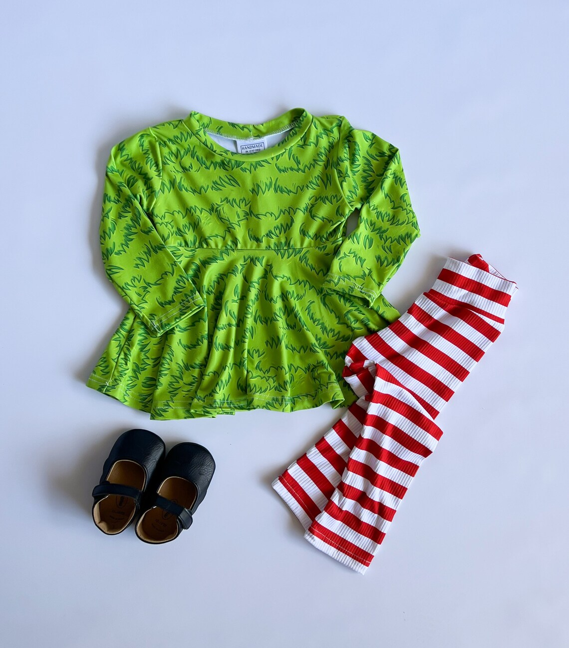 christmas green face baby girls fall outfit