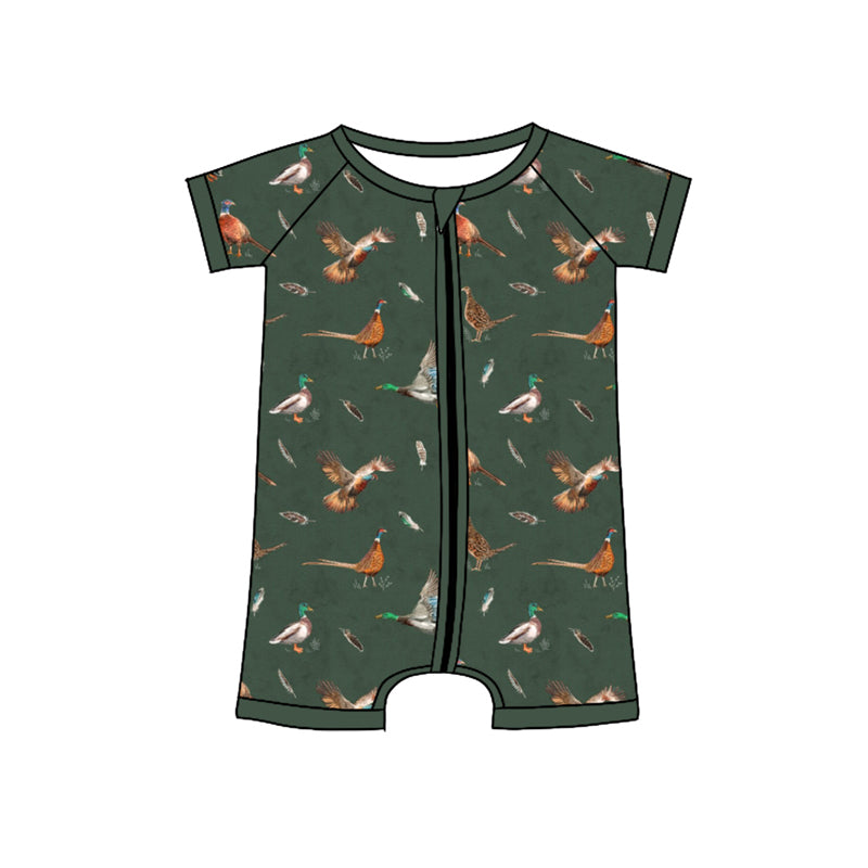 mallard duck short sleeve zip romper
