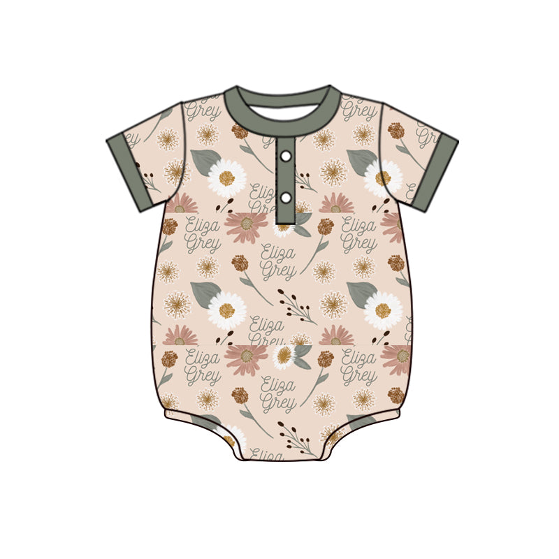infant baby short sleeve floral button romper