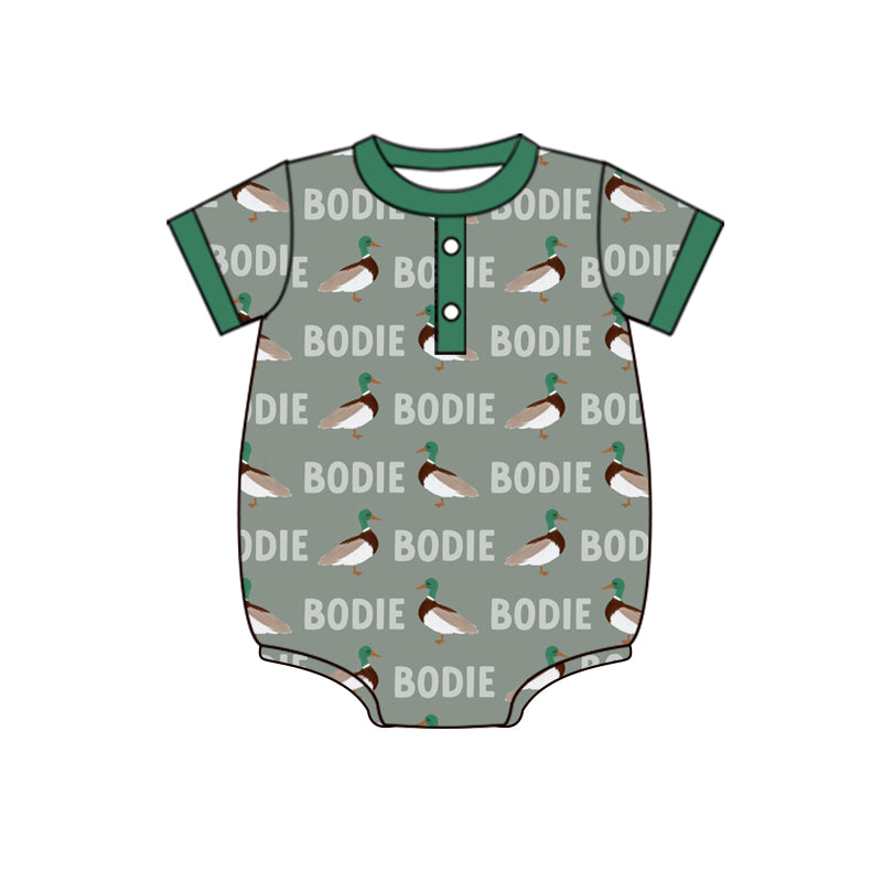 infant baby short sleeve mallard duck button romper