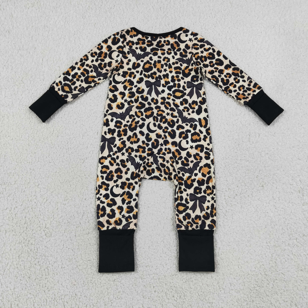 Halloween leoaprd long sleeve pajama set romper blankets matching outfit