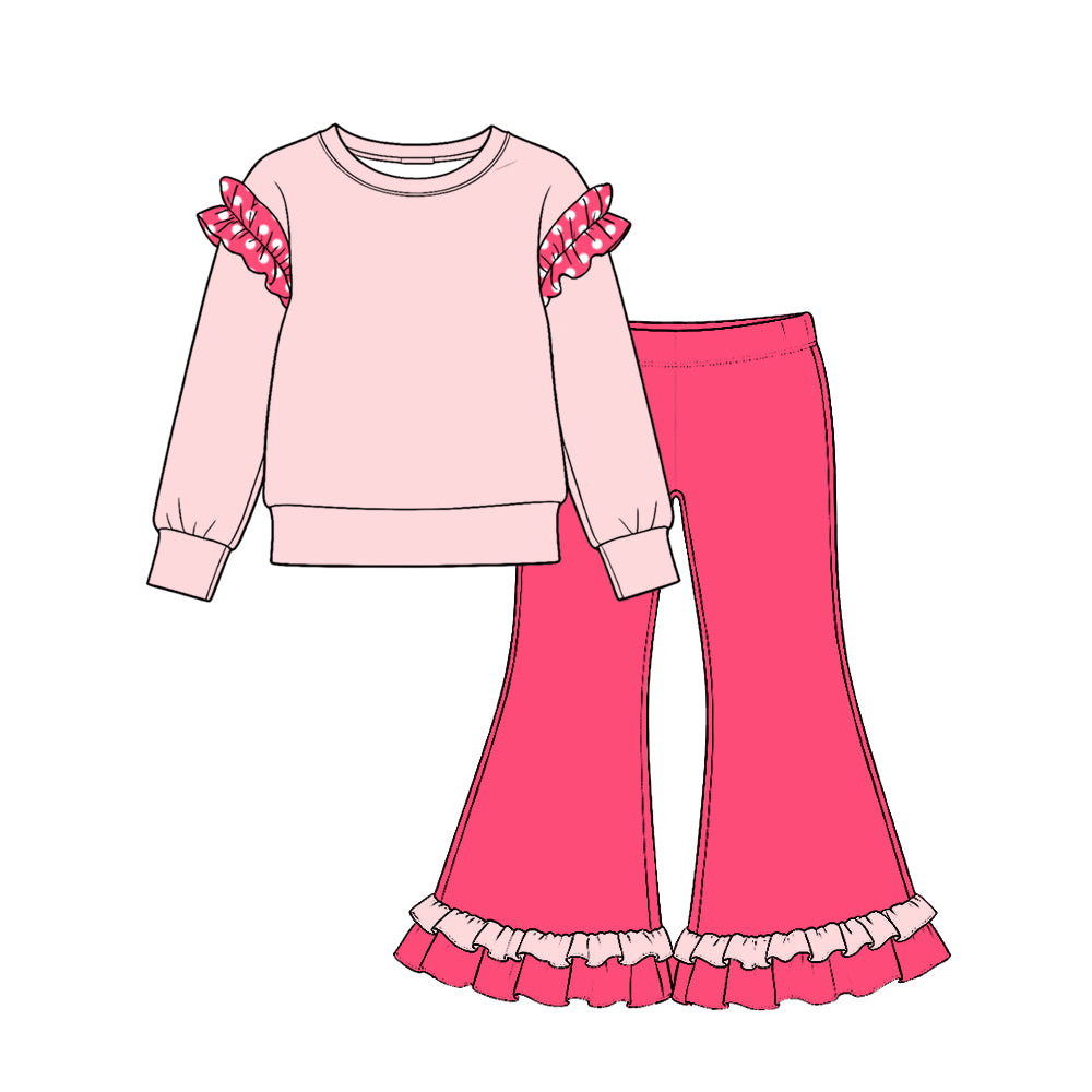 Pink hot pink color girl long sleeve outfit preorder
