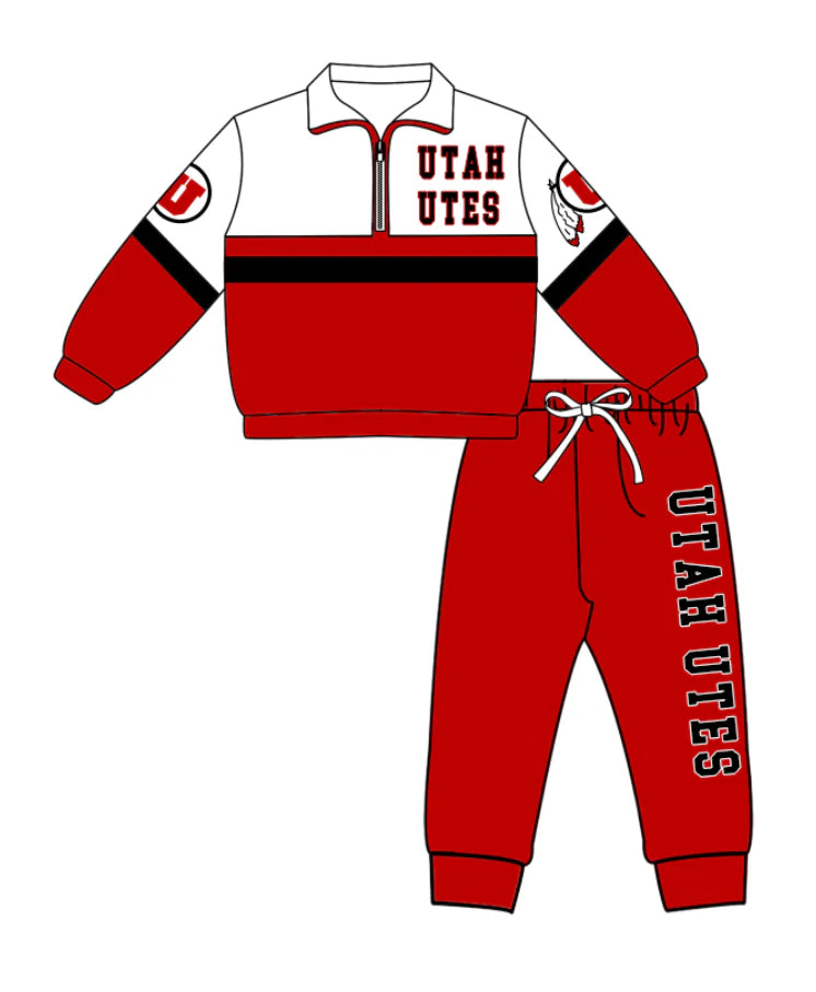 Kids long sleeve team pullover top matching pants outfit wholesal factory price