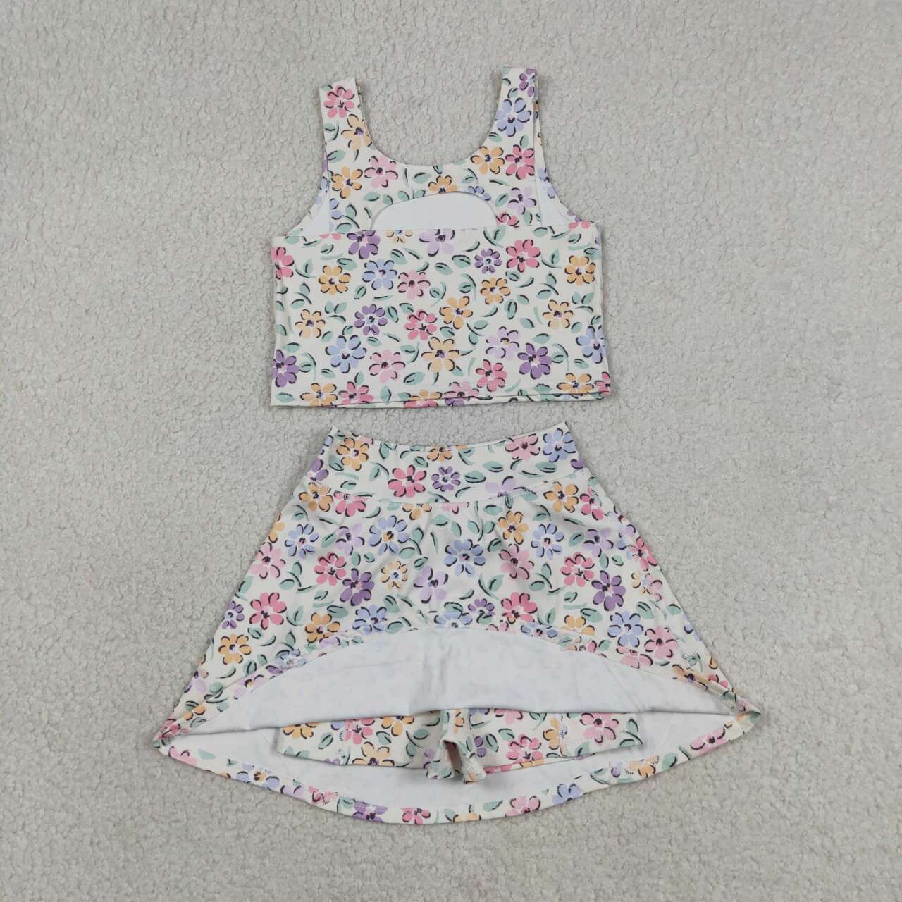 Colorful flowers design girls summer yoga dress