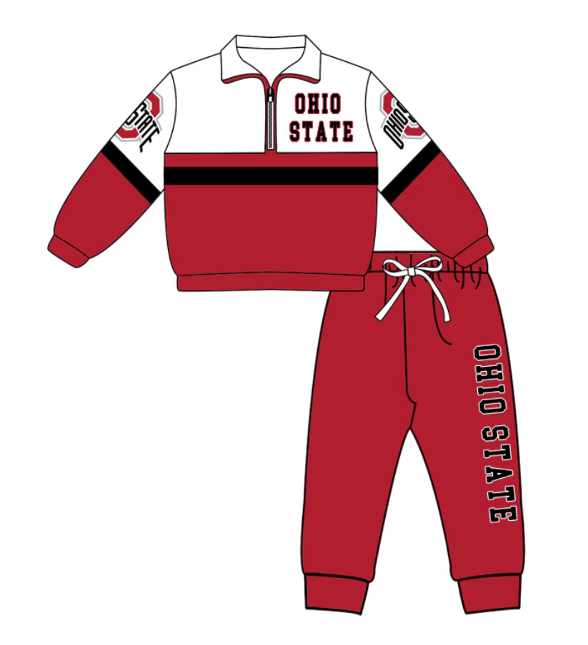 Kids long sleeve team pullover top matching pants outfit wholesal factory price