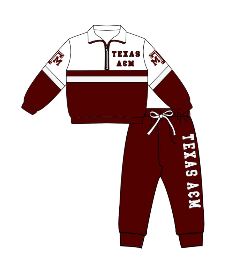 Kids long sleeve team pullover top matching pants outfit wholesal factory price