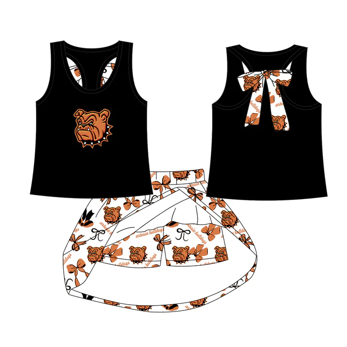 baby girl sleeveless top matching skorts custom design team outfit