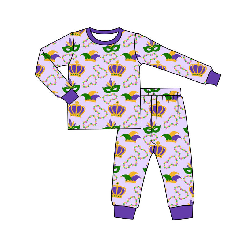 Mardi Gras design kids pajama set wholesal factory price