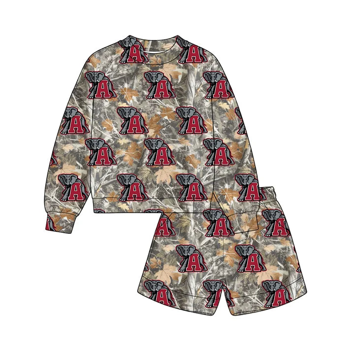 Custom team alabama top matching shorts kids outfit wholesale factory price