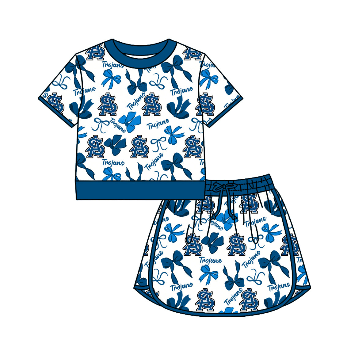 Custom team pullover top matching skorts girl summer outfit