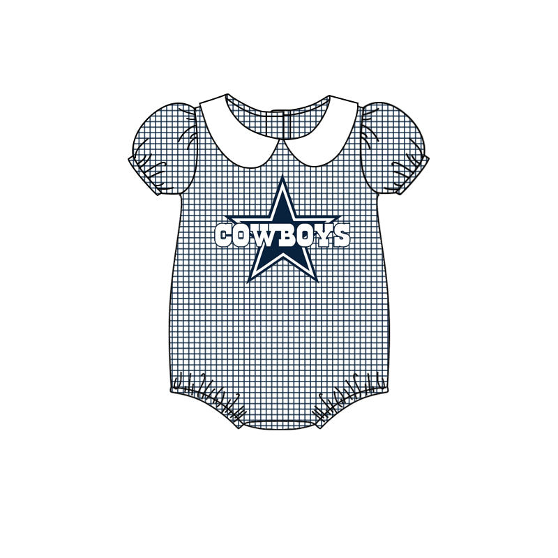 toddle baby girl team blue cowboy romper