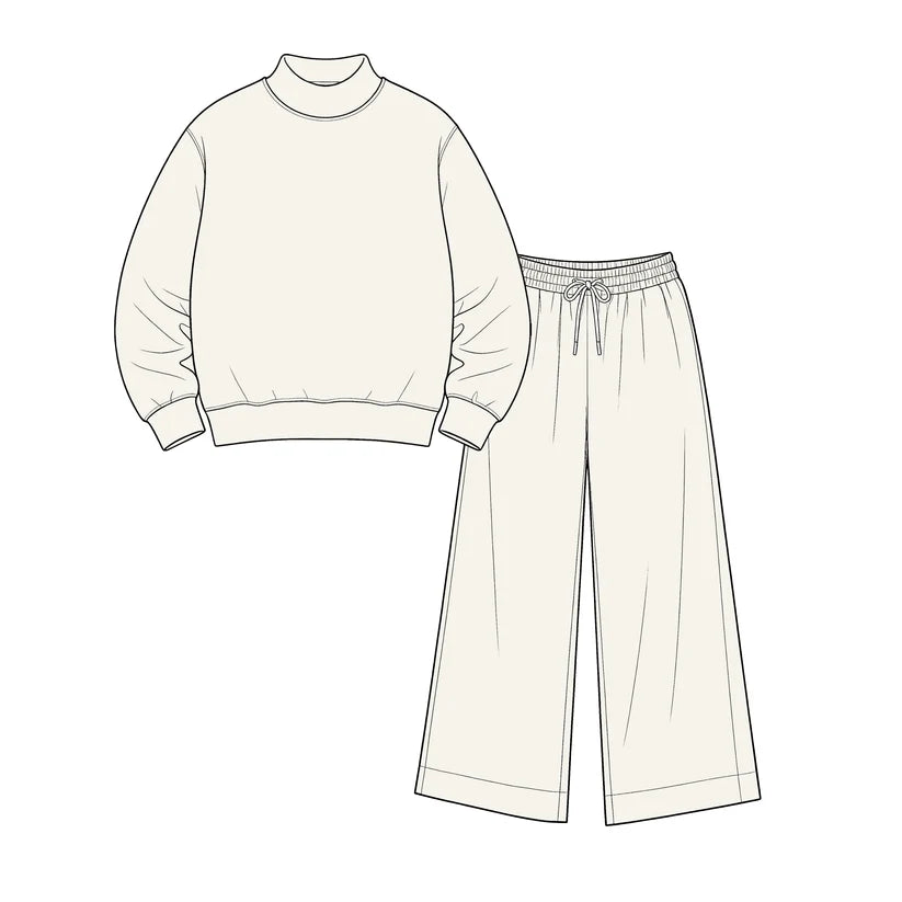 Toddle kids girl solid color spring fall design outfit