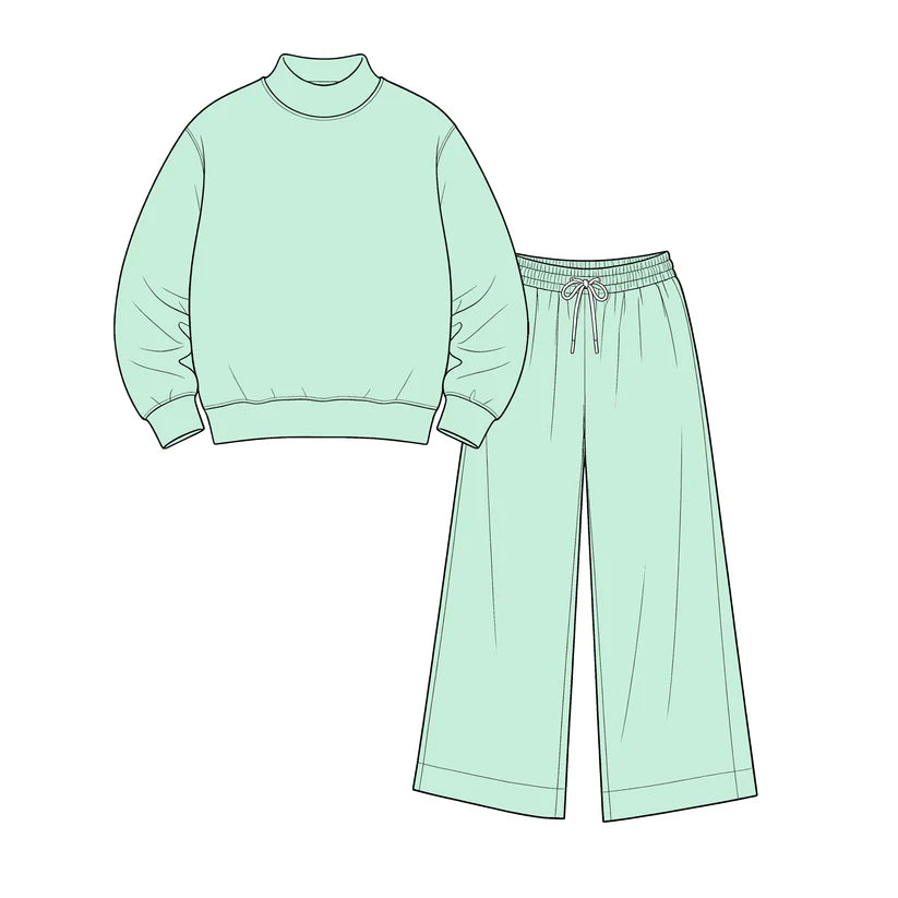 Toddle kids girl solid color spring fall design outfit