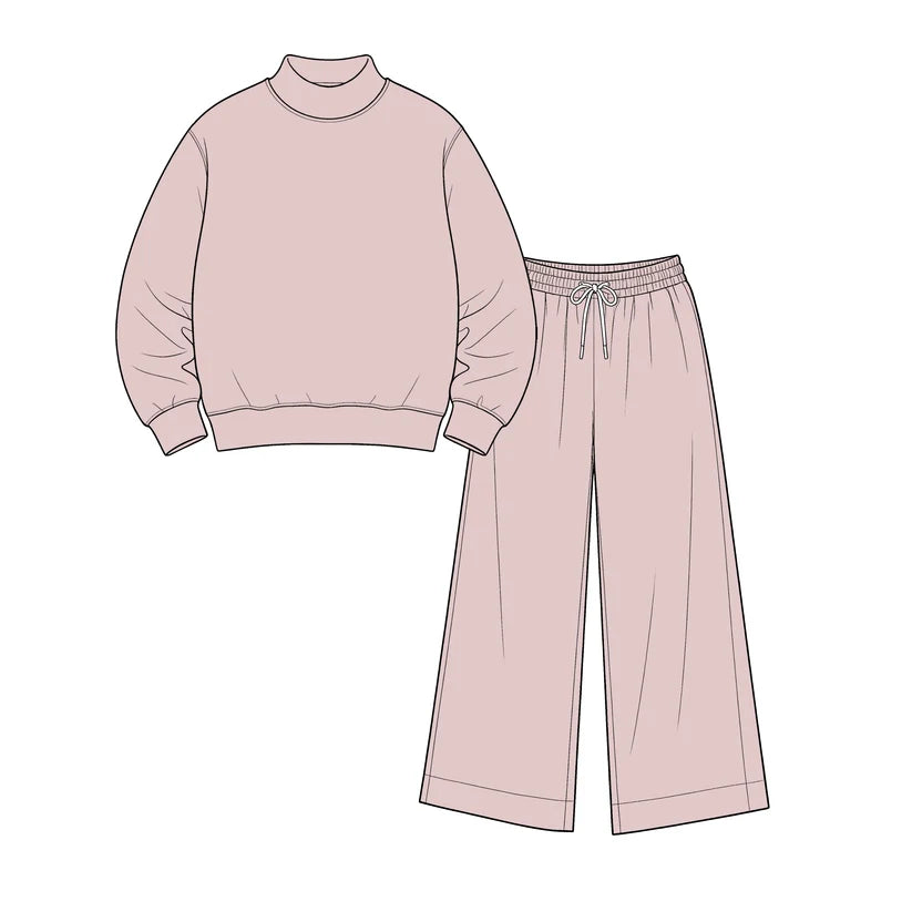 Toddle kids girl solid color spring fall design outfit