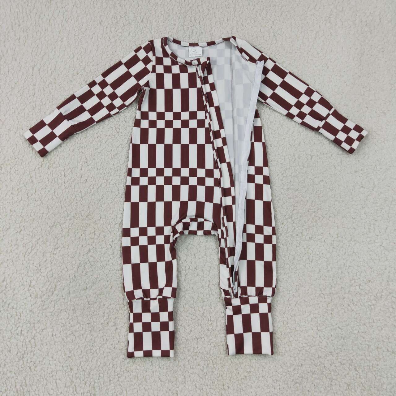 Toddle baby boy long sleeve plaid print romper