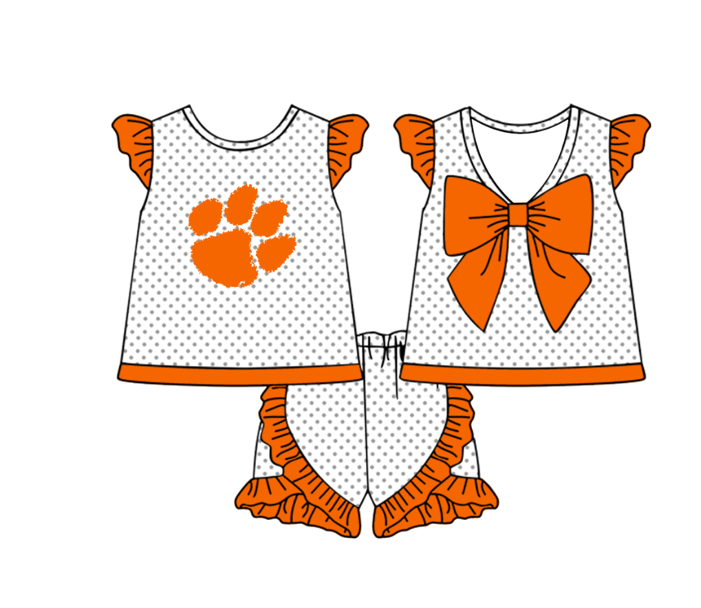 Custom team top matching shorts girl summer outfit