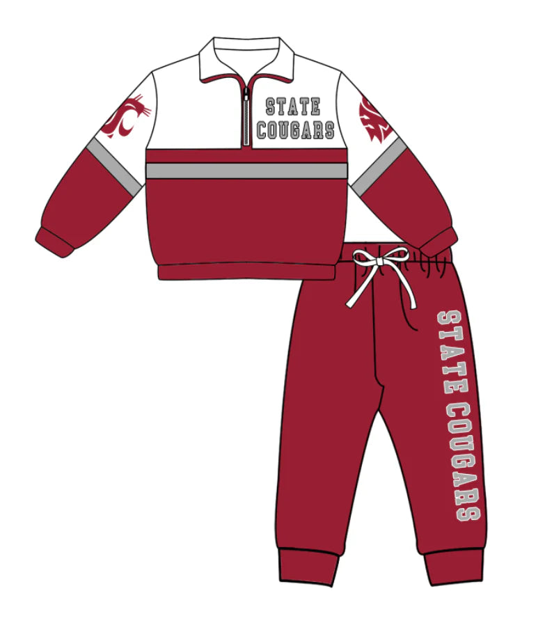 Kids long sleeve team pullover top matching pants outfit wholesal factory price