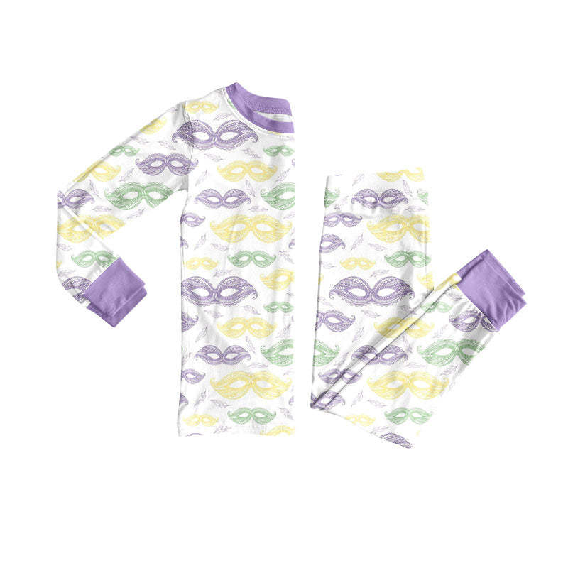 Mardi gras design kids pajama set wholesal factory price