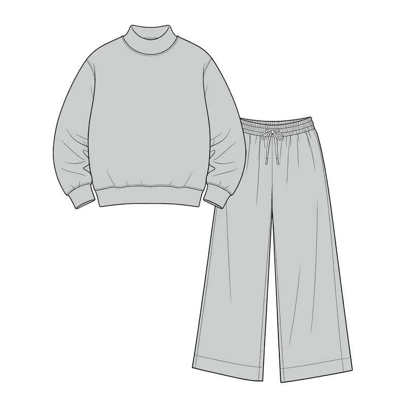 Toddle kids girl solid color spring fall design outfit
